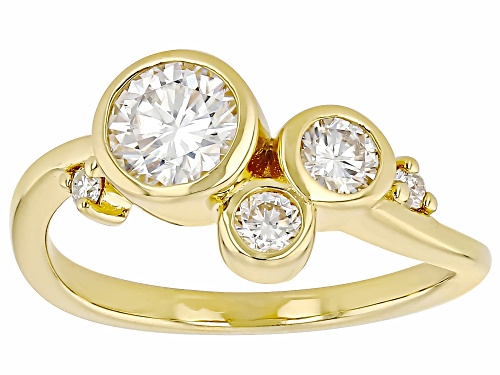 Moissanite Round 6mm 14k Yellow Gold Over Sterling Silver Ring 0.98ctw - Size 6