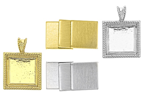 Impress Art® Large Artisan Square Bezel Blank Kit in Silver Tone and Gold Tone