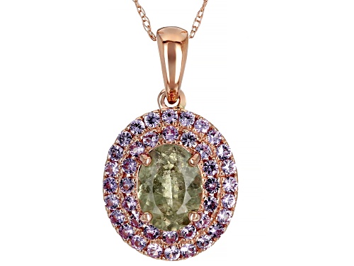 Photo of 1.02ct Color Change Turkish Diaspore With .68ctw Pink Sapphire 14k Rose Gold Pendant With Chain