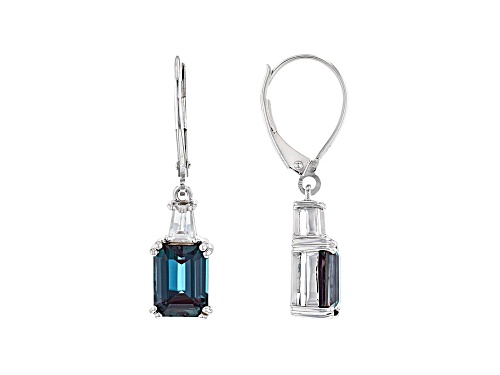 Photo of Blue Lab Created Alexandrite Rhodium Over 10k White Gold Dangle Earrings 3.83ctw