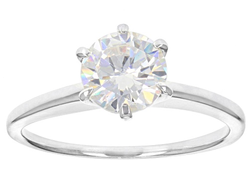 1.76ct Round Strontium Titanate Rhodium Over Sterling Silver Solitaire Ring - Size 8
