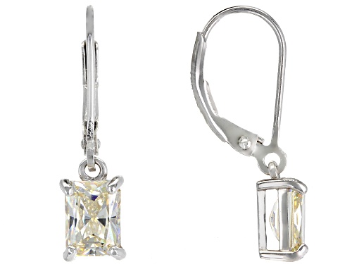 2.80ctw Strontium Titanate Rhodium Over Sterling Silver Solitaire Earrings