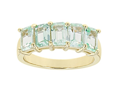 Photo of 3.00ctw Rectangular Octagonal Lab Created Green Spinel 18k Yellow Gold Over Silver 5-Stone Ring - Size 9