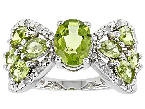 Photo of 2.67ctw Manchurian Peridot™ With 0.06ctw White Diamond Accent Rhodium Over Sterling Silver Ring - Size 8