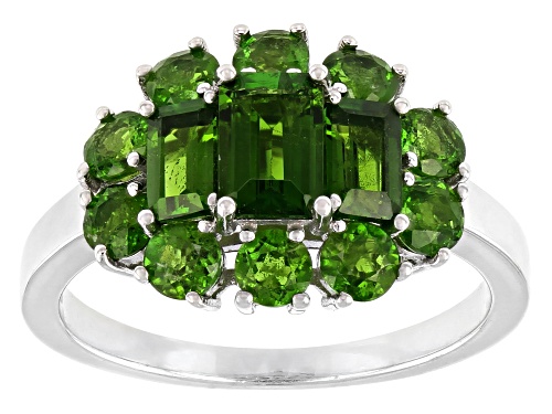 Photo of 2.01ctw Octagon and Round Chrome Diopside Rhodium Over Sterling Silver Ring - Size 9