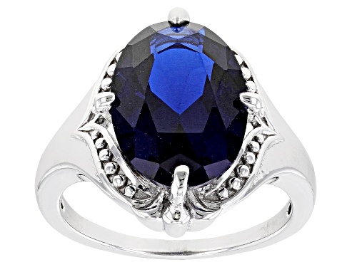 Photo of 6.00ct Lab Created Blue Spinel Rhodium Over Sterling Silver Solitaire Ring - Size 7
