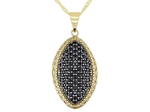 1.56ctw Round Black Spinel 18k Yellow Gold Over Sterling Silver Pendant With chain
