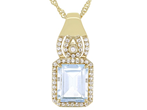 Photo of 3.50ct Glacier Topaz™ With 0.19ctw White Topaz 18k Yellow Gold Over Silver Pendant With Chain