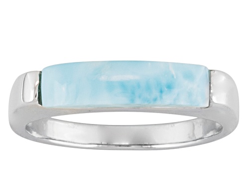 Free Form Cabochon Larimar Rhodium Over Sterling Silver Ring. - Size 7