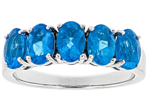 2.15ctw Oval neon apatite rhodium over sterling silver ring - Size 10
