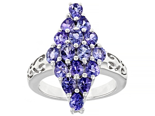 Photo of 2.31ctw Oval and Pear Shape Tanzanite Rhodium Over Sterling Silver Ring - Size 7