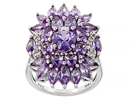 Photo of 5.27ctw Purple Lab Created Color Change & White Sapphire Rhodium Over Sterling Silver Ring - Size 7
