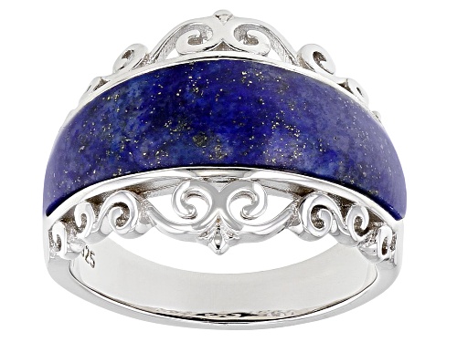 Photo of 21x8mm Lapis Lazuli Rhodium Over Sterling Silver Ring - Size 8