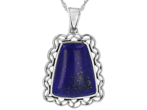 Photo of 25X20MM FREE FORM LAPIS RHODIUM OVER STERLING SILVER ENHANCER WITH CHAIN
