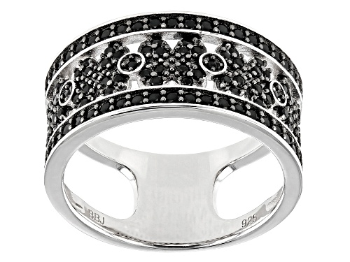 .63ctw Round Black Spinel Rhodium Over Sterling Silver Band Ring - Size 7