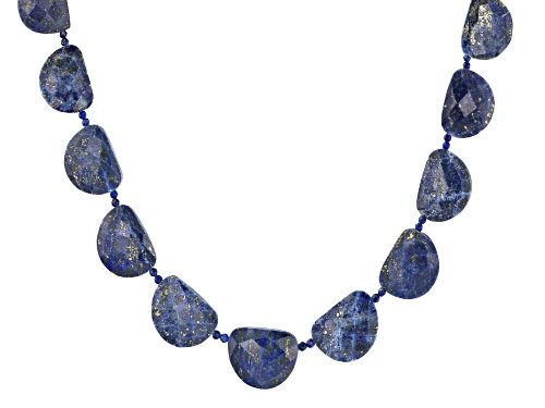 Photo of Fancy and Rondelle Lapis Lazuli  Rhodium Over Sterling Silver Necklace - Size 18