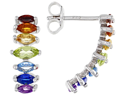 Photo of 1.46ctw Marquise Multi-Gemstone Rhodium Over Sterling Silver Earrings