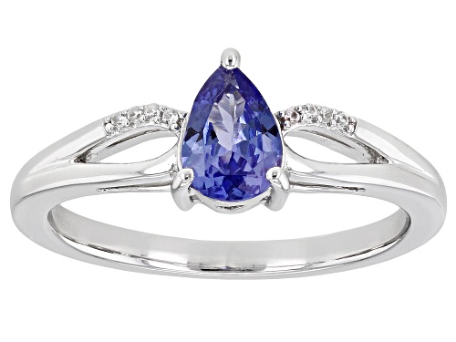Photo of 0.50ct Tanzanite With 0.02ctw White Zircon Rhodium Over Sterling Silver Ring - Size 8