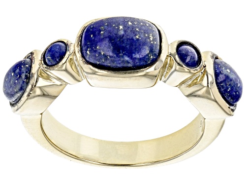 Photo of Rectangular Cushion & Round Lapis Lazuli 18k Yellow Gold Over Sterling Silver Ring - Size 8