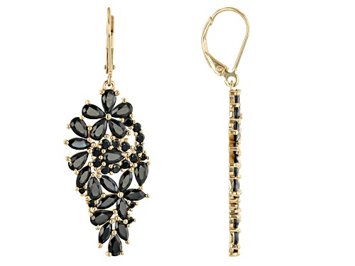 7.37ctw Mixed Shapes Black Spinel 18K Yellow Gold Over Sterling Silver Earrings