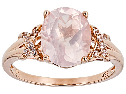 Photo of 2.83ct Rose Quartz With 0.10ctw White Zircon 18k Rose Gold Over Sterling Silver Ring. - Size 9