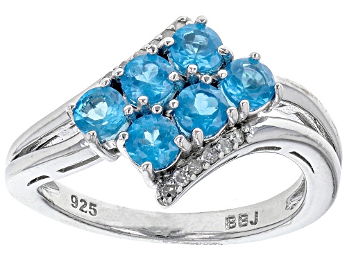 0.82ctw Neon Apatite With 0.05ctw White Diamond Rhodium Over Sterling Silver Ring - Size 10