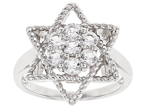 Photo of 0.71ctw Round Lab Created White Sapphire Rhodium Over Sterling Silver Star Ring - Size 8