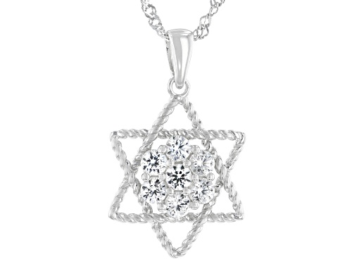 Photo of .71ctw Lab Created White Sapphire Rhodium Over Sterling Silver Star Of David Pendant With Chain