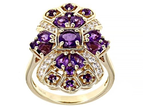Photo of 1.75ct African Amethyst With .20ctw Round White Zircon 18k Yellow Gold Over Sterling Silver Ring - Size 8