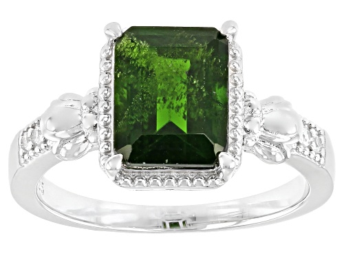 Photo of 1.87ct Chrome Diopside With 0.03ctw White Zircon Rhodium Over Sterling Silver Ring - Size 7