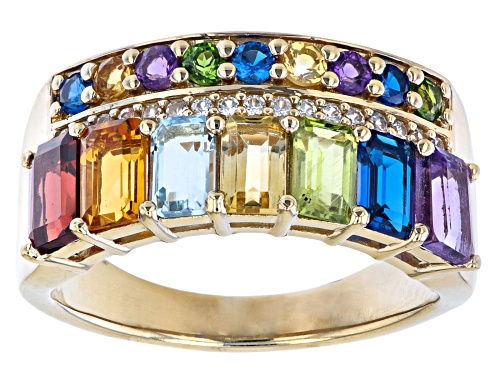 2.34ctw Mixed Shapes Multi Gemstone 18K Yellow Gold Over Sterling Silver Ring - Size 9