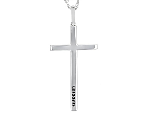 Koadon® Rhodium Over Sterling Silver "Warrior" Cross Pendant With Chain