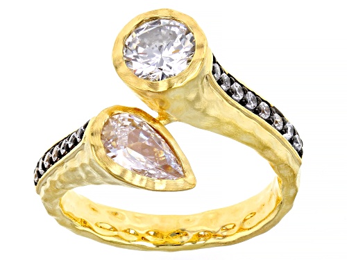 Koadon® Bella Luce® 3.00ctw White Diamond Simulant 18k Yellow Gold Over Bronze & Black Rhodium Ring - Size 12