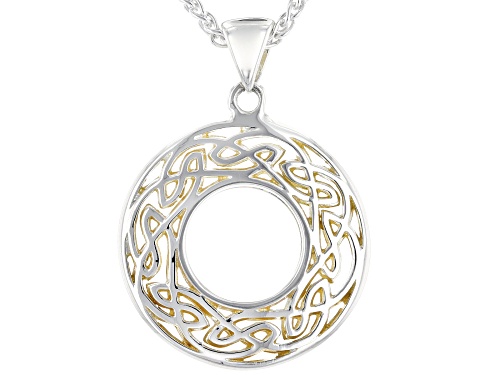 Keith Jack™ Sterling Silver & 22K Yellow Gold Over Silver Small Round Pendant w/ 18 Inch Wheat Chain