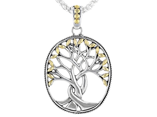 Photo of Keith Jack ™ Sterling Silver and 18K Yellow Gold Tree of Life Pendant With 18 Inch Chain