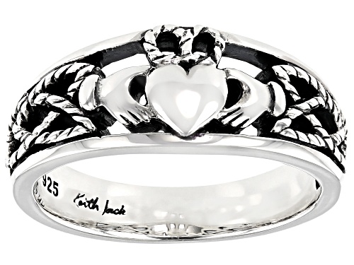 Photo of Keith Jack ™ Sterling Silver Oxidized Claddagh Tapered Heart Ring - Size 7