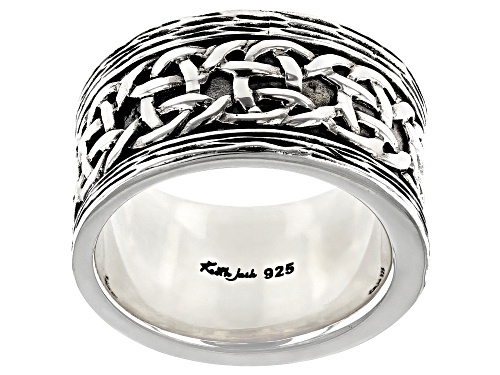 Keith Jack™ Sterling Silver Oxidized Ring with Bark Texture - Size 8