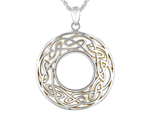 Photo of Keith Jack™ Sterling Silver and 22K Yellow Gold Over Silver Large Round Pendant with Wheat Chain