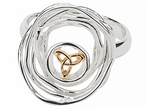 Keith Jack™ Sterling Silver & 10k Yellow Gold Celtic Cradle Of Life Ring - Size 11