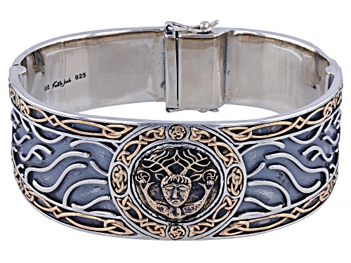 Keith Jack™ Sterling Silver & Bronze Cernunnos Hinged Cuff Bracelet - Size 8