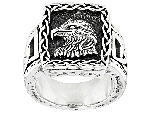 Keith Jack™ Sterling Silver Oxidized Eagle Ring (Pride And Independence) - Size 8
