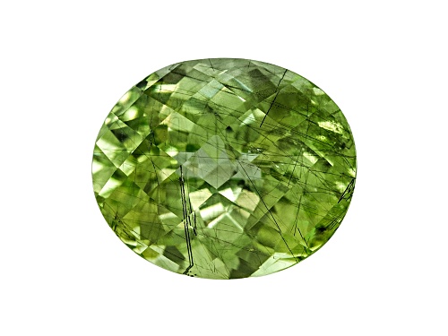 Pakistani kashmir peridot 7.03ct 12.5x10.5mm oval checkerboard cut