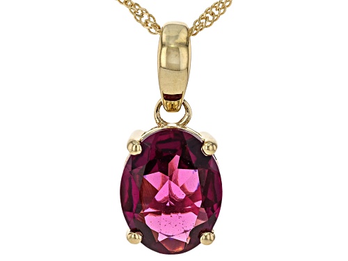 1.49ct Grape Color Garnet 10k Yellow Gold Pendant With Chain
