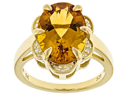 4.30ct Brazilian Citrine With 0.08ctw White Diamond 18k Yellow Gold Over Sterling Silver Ring - Size 10