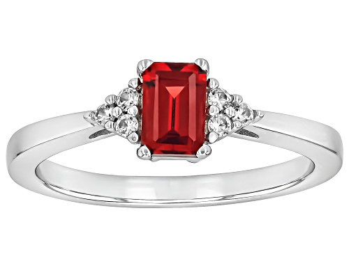 .62ct Rectangular Octagonal Vermelho Garnet™ With .10ctw White Zircon Rhodium Over Silver Ring - Size 6