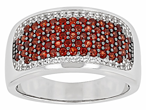 1.61ctw Round Vermelho Garnet™ With .29ctw White Zircon Rhodium Over Silver Band Ring - Size 6
