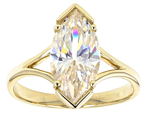3.52ct Marquise Strontium Titanate Solitaire 10K Yellow Gold Ring - Size 8