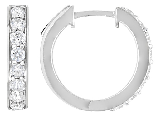 Prazana® Lab-Grown Diamonds 1.00ctw White Diamond Rhodium Over Sterling Silver Huggie Earrings, H SI