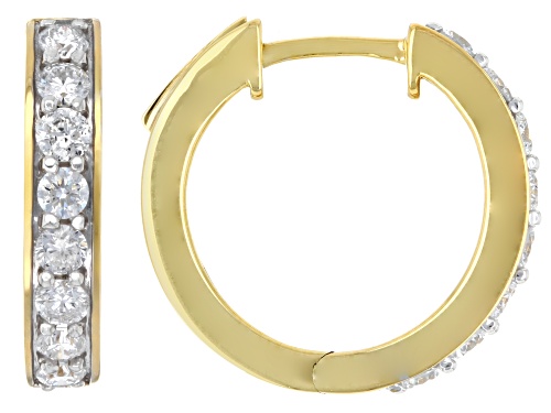 Prazana® Lab-Grown Diamonds 1.00ctw White Diamond 14k Yellow Gold Over Silver Huggie Earrings, H SI