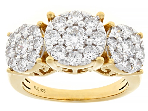 Prazana® Lab-Grown Diamonds 1.50ctw White Diamond 14k Yellow Gold Over Silver Cluster Ring, H SI - Size 8